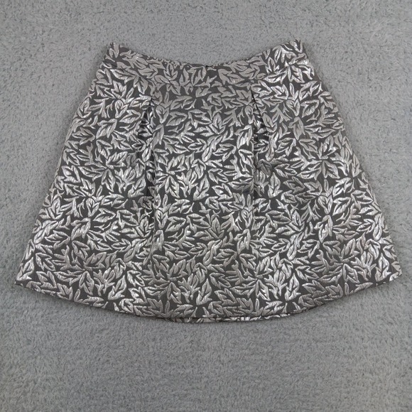 Behnaz Sarafpour for Target Dresses & Skirts - Behnaz Sarafpour Skirt Mini Women 1 Silver Metallic Leaf Brocade Pleated